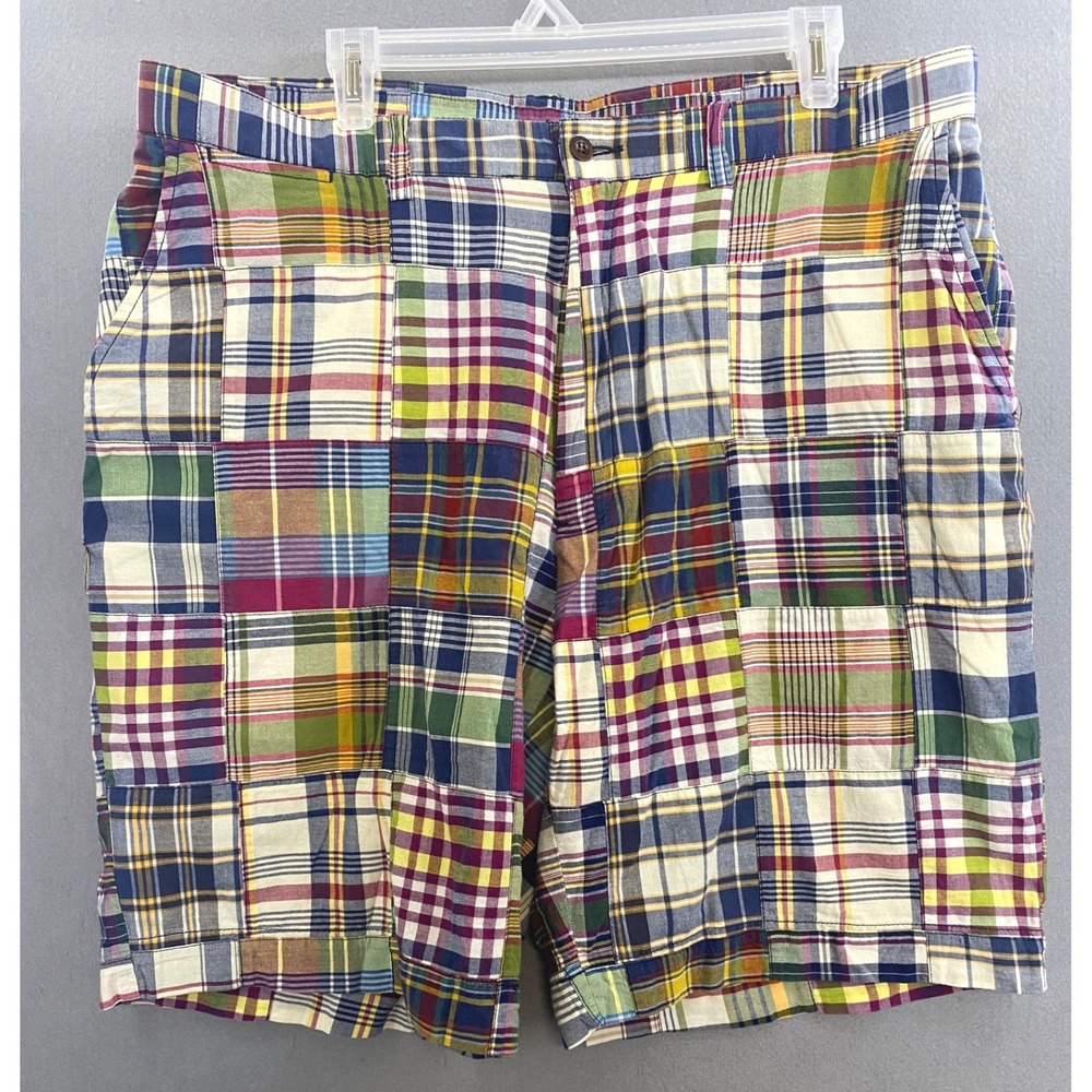 Vintage Polo Ralph Lauren Mens 38 Prospect Patchwork Madras Shorts Multi Plaid
